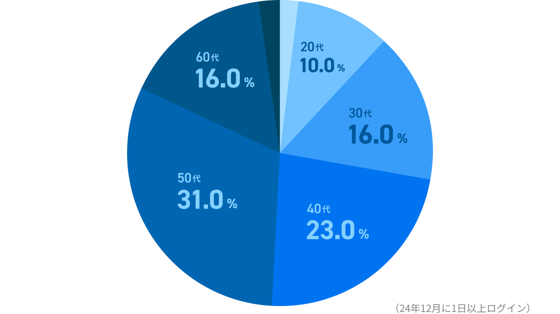 利用ユーザー年代 グラフ（24年12月に1日以上ログイン）